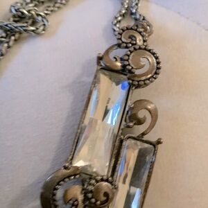 Silver and Crystal Pendant Necklace rare vintage amazing piece